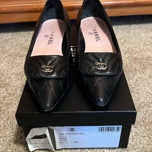 Chanel black low heels